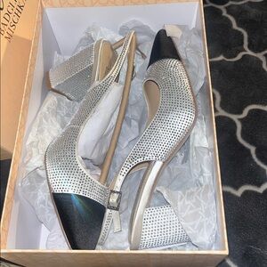 Jewel Badgley Mischka Glittering Silver and Black Heels